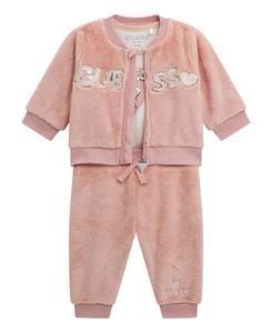 Детский комплект для девочек: куртка с длинными рукавами, боди и спортивные штаны, 3 предмета GUESS, Pink/White
