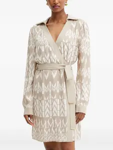 Платье мини с геометричным узором и поясом Guess Usa, бежевый