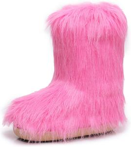 Женские короткие зимние ботинки U-lite с мехом и пушистым искусственным мехом, ботильоны до середины голени, теплые и удобные для улицы, на плоской подошве, Rose