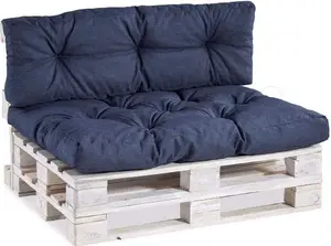 Подушка для поддона, подушка для садового дивана PPI (угловая подушка 60x40, стеганая темно-синего цвета) POOM