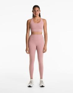 Леггинсы OYSHO Comfortlux с высокой талией и длиной до щиколотки в цвете «вымытая роза»