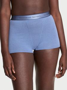 Трусики-Шорты из хлопка с высокой талией и логотипом Cotton, cotton moonlight blue