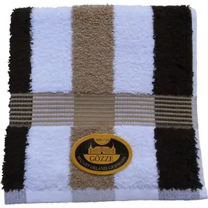 Набор полотенец New York, в полоску, с бордюром Gözze, бело-коричневый