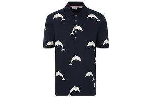 THOM BROWNE Мужская поло темно-синего цвета