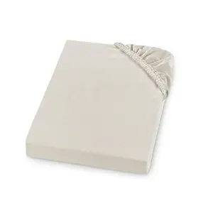 Простыня на резинке из тонкой фланели, 100 х 200 см, кремовая, 100% хлопок, для матрасов высотой до 23 см, для сна sleepling