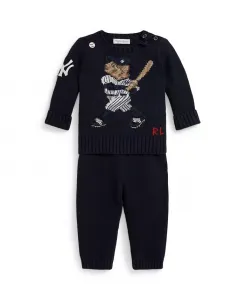 Детский комплект для мальчика: свитер с круглым вырезом и брюки Polo Ralph Lauren, черный