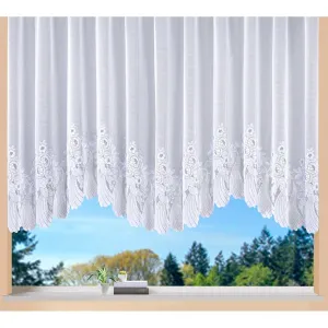 Арочные шторы Savannah с декоративной лентой, 1 шт., жаккард, арочные шторы, полупрозрачные, отделка, край, цветочный, штора Weckbrodt, белый