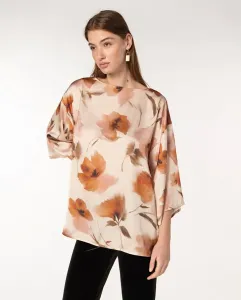 Женская блуза из атласа с цветочным принтом и вырезом лодочка Naulover, светло-розовый