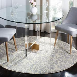 Ковер SAFAVIEH, 92 x 92 см, Chelsea Collection, круглый, Beige Yellow & Grey, ручное плетение, французский кантри из шерсти, идеален для помещений с высокой проходимостью в гостиной, спальне (HK368A)