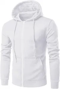 Толстовка с капюшоном на молнии, мужская, флисовая, с карманом