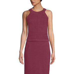 Женский топ-свитер с ажурным узором и запахом на шее Lands' End, Burgundy Spritz