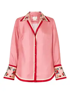 Шелковая рубашка с цветочным принтом Camilla, розовый