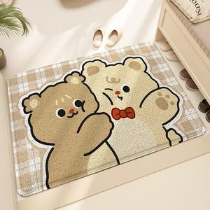 Dajiang Ковер 80х120 см из ПВХ, приветственный, с рисунком "Медвежьи объятия", для прихожей, устойчивый к загрязнениям