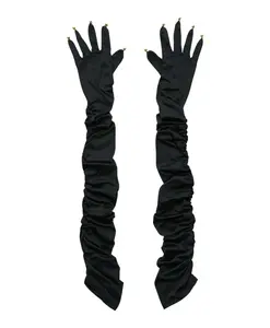 Перчатки длиной до локтя со сборками по швам Soulland, черный