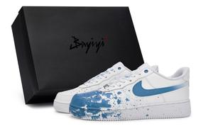 Nike Кроссовки для скейтбординга Air Force 1 с противоскользящим износостойким верхом, унисекс, белые, синие