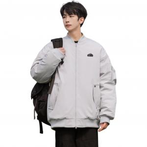 Пуховик Unisex Stand Collar Thickened WARRIOR, smoke серый (diy badge)