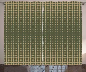 Штора ABAKUHAUS оливково-зеленого цвета в деревенском стиле, винтажный овальный горошек, присборенная штора для спальни с петлями и крючками, 280 x 245 см, оливково-зеленый светло-коричневый Abakuhaus