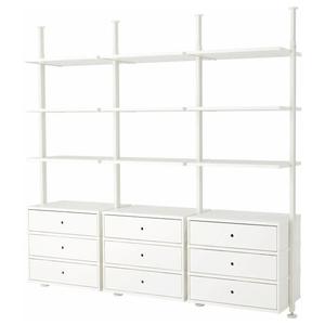 Открытая комбинация хранения ELVARLI IKEA, 258x51x222-350 см, белый