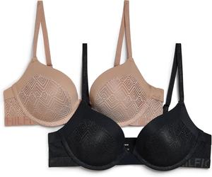 Женский микробюстгальтер Tommy Hilfiger с кружевом и легкой подкладкой, упаковка 2 шт., Roebuck/Black