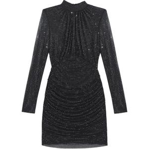 Self Portrait Длинное Платье с Длинными Рукавами Женское Классическое Черное