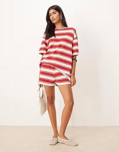 Футболка свободного кроя в красно-белую полоску Asos Design
