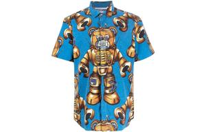 Moschino Мужская рубашка с синим лацканом, средней длины