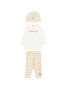 Комплект из топа и брюк в полоску Moncler Enfant, бежевый