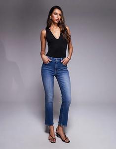 Good American Джинсы прямого кроя с лёгким компрессионным эффектом цвета индиго