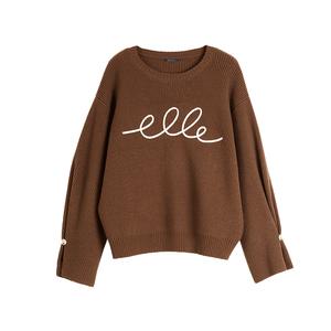 Трикотажный свитер с круглым вырезом для женщин Moderate Others ELLE, темно-коричневый