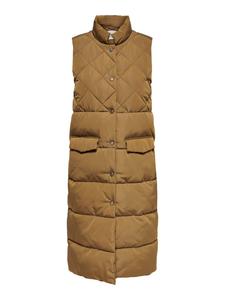 ONLY Длинный стеганый жилет, зимняя куртка без рукавов светло-коричневого цвета