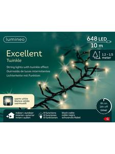 Lumineo Отличная гирлянда из 648 светодиодов Twinkle, 10 м, черный кабель, теплый белый свет