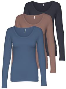 Лонгслив ONLY 3er-Set Basic Langarmshirt, цвет Mix 4 MB/II/BU