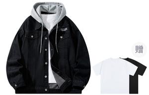 A.X.S.K Джинсовая куртка унисекс, Black Hooded (Comes with Short-Sleeved Shirt)