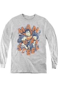 Футболка с длинным рукавом "Супермен пробивается" для молодежи Gildan, Athletic Heather