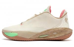 Sharp Edge RISE1.5 Духовная амортизация Противоскользящие и износостойкие низкие баскетбольные кроссовки Мужские Хаки QIAODAN, Ванильно-желтый/Бежево-серый Хаки