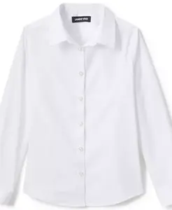 Большие девочки бесшовная длинная рубашка с растяжкой Lands' End, белый