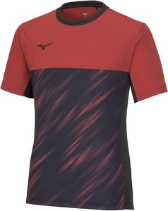 Футбольная форма Mizuno P2MAA045, футболка с графическим принтом Solar Cut, короткий рукав, материал Solar Cut, черный/красный