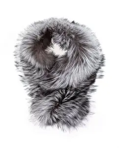 Шарф из меха лисы в серебристом цвете De la Roca, серебряный