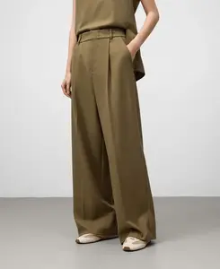 Женские широкие брюки-палаццо в стиле костюма Adolfo Dominguez, коричневый