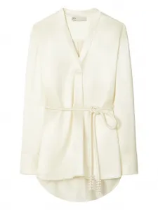 Блузка с V-образным вырезом Tory Burch, белый