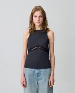 Женская майка без рукавов с кружевом Claudie Pierlot, черный