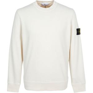 STONE ISLAND Свитшот мужской белый с круглым вырезом Moderate