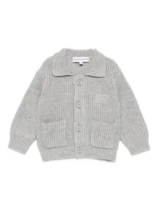Кардиган в рубчик с накладными карманами Emporio Armani Kids, серый