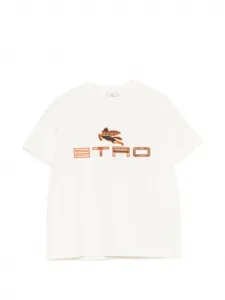 Футболка с вышитым логотипом Etro Kids, белый