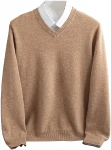 Мужской пуловер из 100% мериносовой шерсти — V-образный вырез