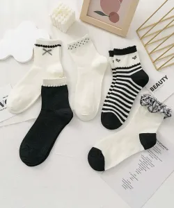 Девичьи носки из хлопковой смеси с вышивкой, набор из 5 пар Aimoha - Select -, цвет Black