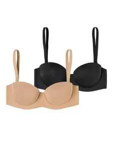 Бюстгальтер-бандо SCHIESSER  Bandeau mit Schale - Unique Micro, бежевый/черный