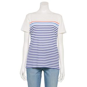 Футболка Petite Essential Crewneck Croft & Barrow, White Blue Fun Stripe