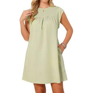 Женское летнее платье-туника с коротким рукавом и сборками Inspire Chic, Light Green