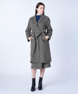Длинное шерстяное пальто из добби